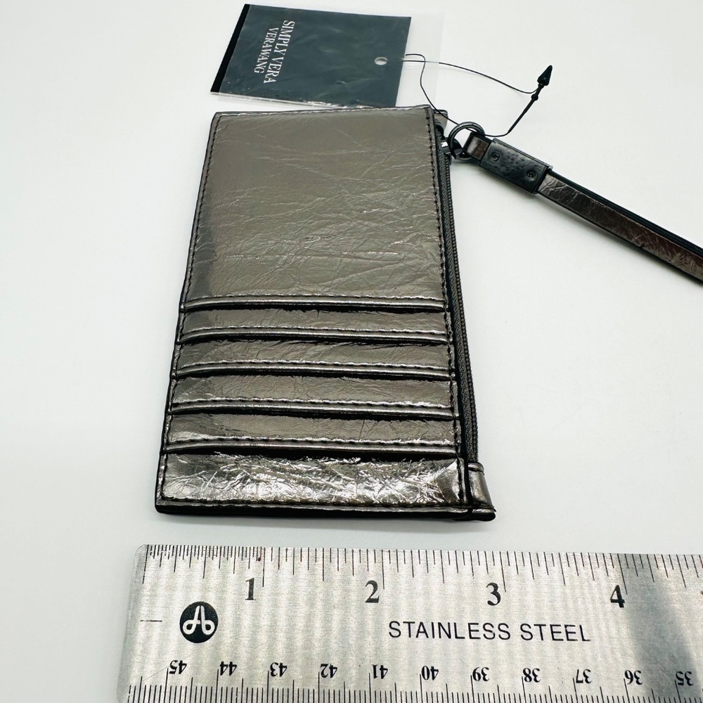 Simple Vera Vera Wang Amboy Wallet Silver Crinkle NWT - Picture 6 of 6